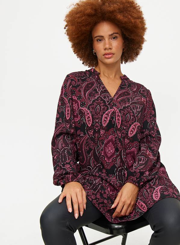 Paisley Printed Notch Neck Tunic Top 18